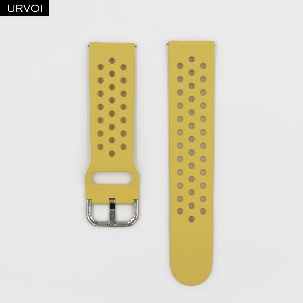 Pollen URVOI силиконовой лентой для Galaxy Watch Active/42/46 мм шестерни ремешок для спортивных часов для HUAWEI GT быстроразъемные контакты мягкий сменный 20/22 мм - Цвет ремешка: Pollen
