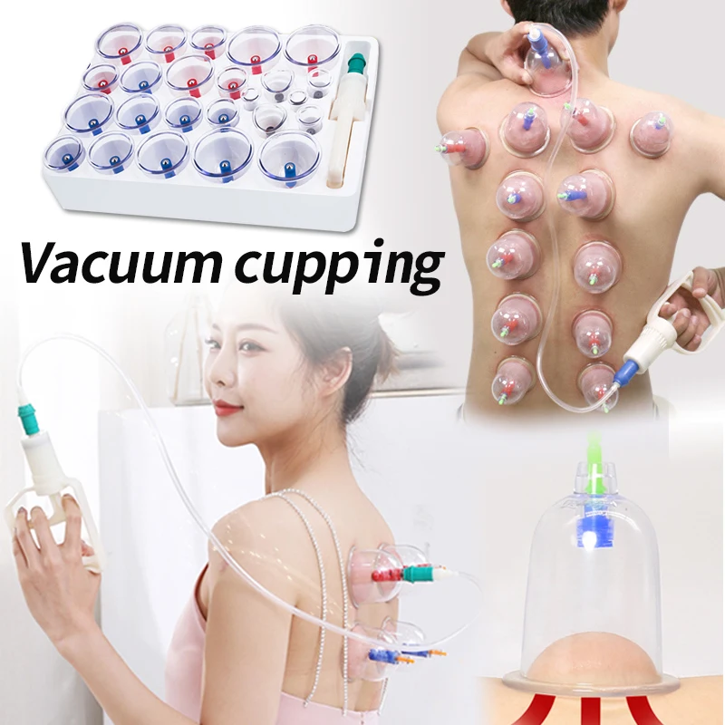 

Дешевые 24 шт. чашки вакуумный баночный массаж вакуумный устройство для акупунктуры терапевтический массажер кривой всасывающие насосы, хо...