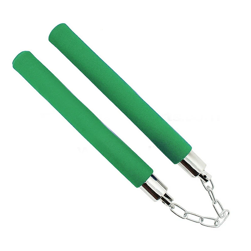 Green Новые фитнес Боевые искусства Nunchakus оружие Пена металлическая цепь безопасные нунчаки из губки для начинающих XD88 - Цвет: Green