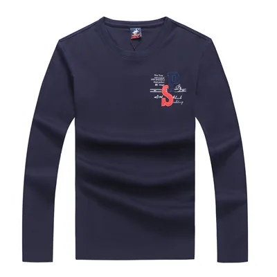 8816-NAVY Футболка с длинным рукавом для мужчин люксовый бренд Tace& Shark футболка для мужчин хлопок полосатый Весна Осень майка повседневные футболки - Цвет: 8816-NAVY