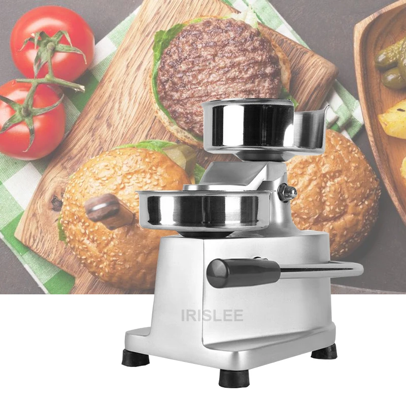 

Серебряный 100 мм ручной пресс для гамбургеров, машина для формирования круглых мяса, алюминиевая машина для формирования котлет для бургеро...