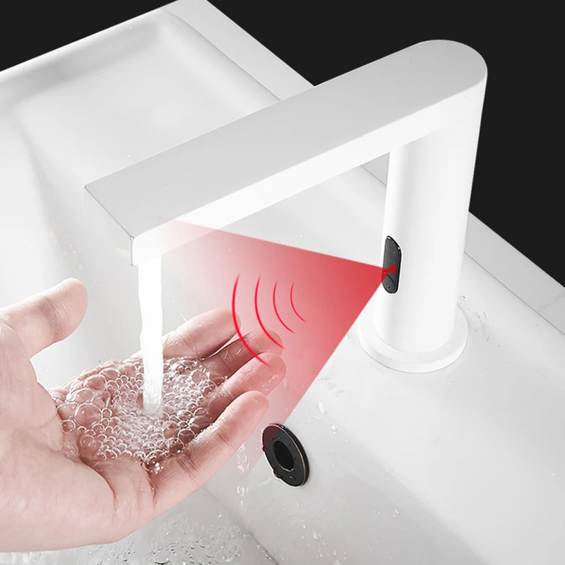 Латунный черный круглый автоматический сенсорный смеситель MTTUZK для раковины в