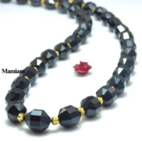 mamiam natural black tourmaline faceted cylinder charm beads 7x8mm loose stone diy bracelet necklace jewelry making gift design