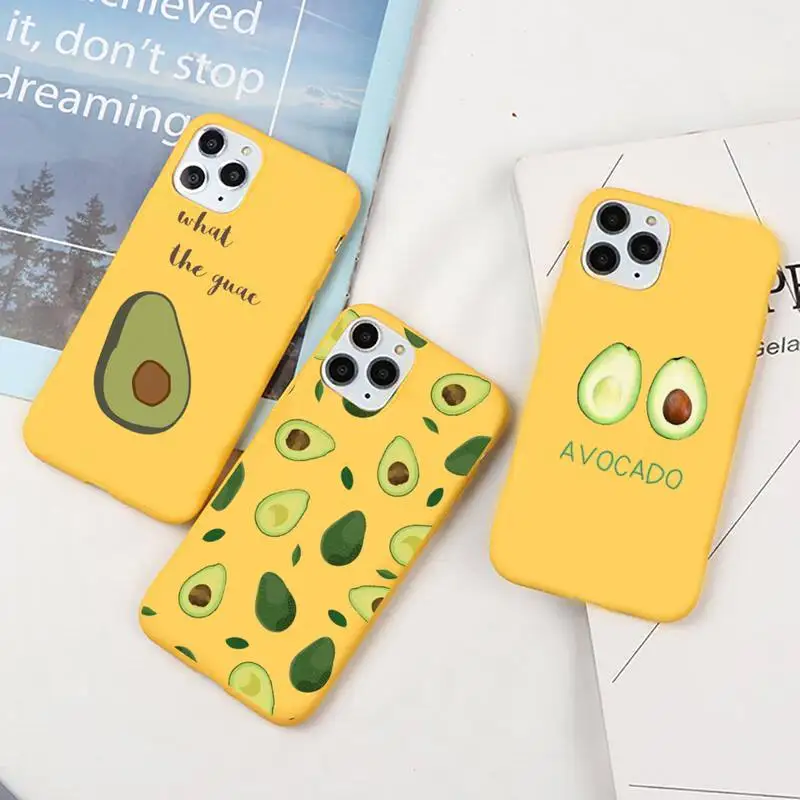 

Avocado cute cartoon fruit Phone Case Candy Color for iPhone 6 7 8 11 12 s mini pro X XS XR MAX Plus
