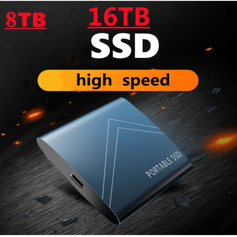 Фото Новый внешний твердотельный накопитель 16 ТБ, 4 ТБ, 3 ТБ, внешний SSD 1 ТБ, 500 Гб, мобильный твердотельный жесткий диск USB 3,1, внешний SSD, Typc-C портати... №2