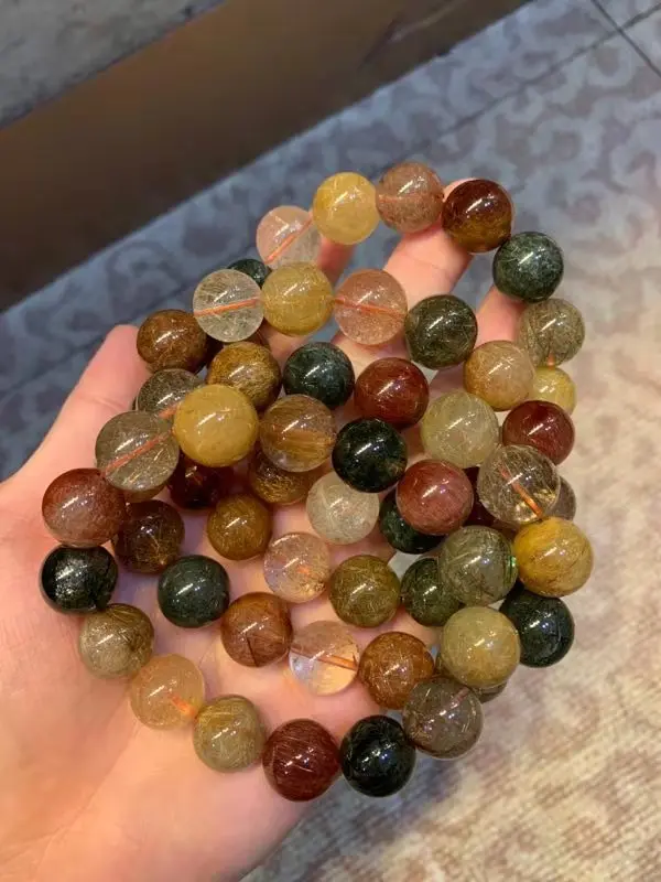 Натуральный Цветной Рутиловый Кварц для женщин и мужчин прозрачный Круглый