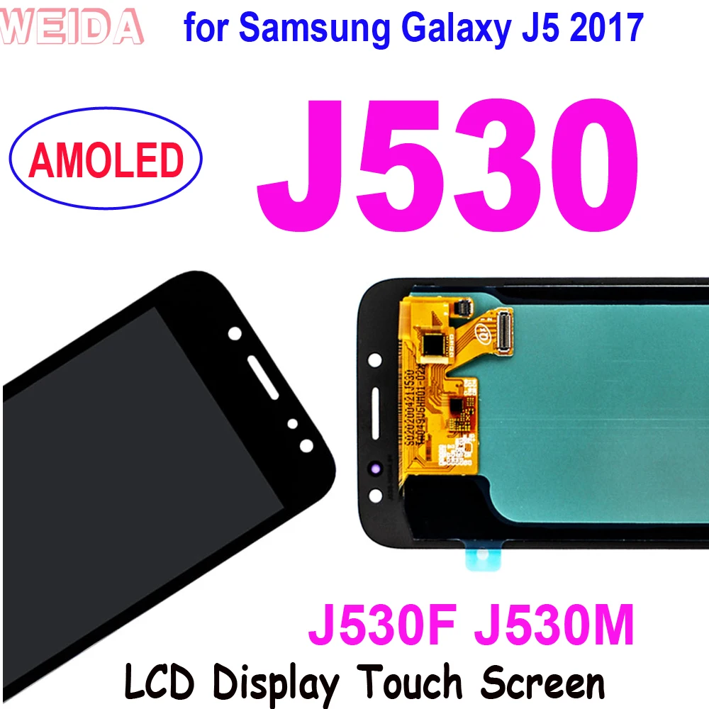 Купи ЖК-дисплей Super AMOLED для Samsung Galaxy J5 2017 J530 J530F J530M, ЖК-дисплей с сенсорным экраном и дигитайзером в сборе для Samsung J530, ЖК-дисплей за 1,642 рублей в магазине AliExpress