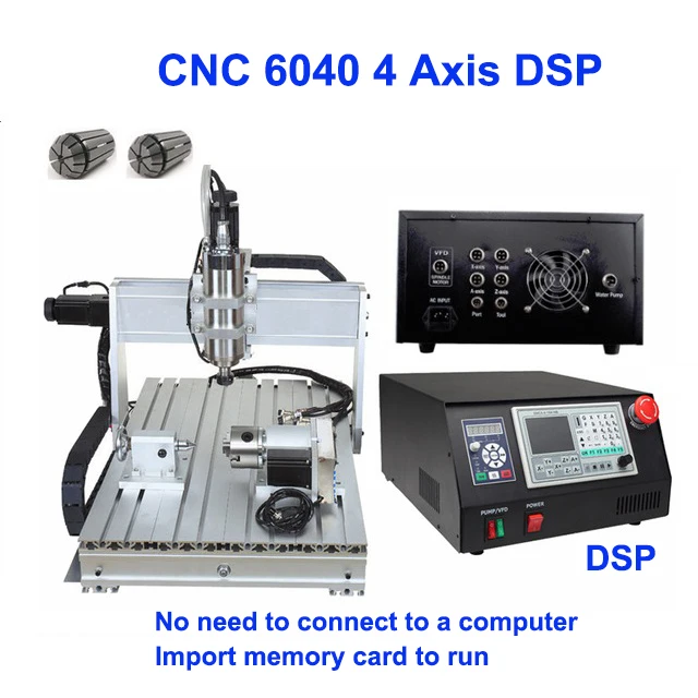 CNC6040 4Axis DSP ЧПУ 6040z 2.2KW 4 оси Фасонная фреза по металлу USB фрезерный гравер машина для резки по дереву, Алюминий DIY резьба стабильный независимых езды на автомобиле - Цвет: CNC6040 4Axis DSP