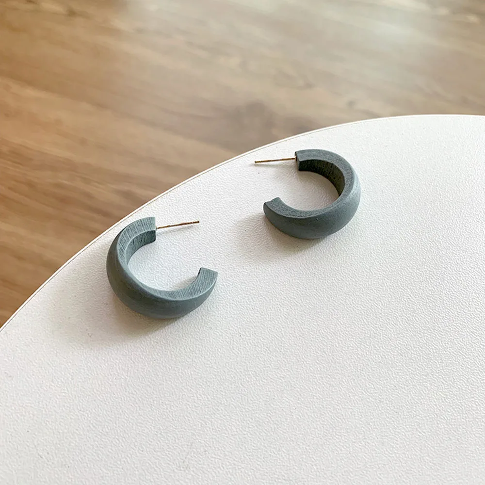 Милые матовые деревянные серьги в форме Луны геометрические C-образные винтажные