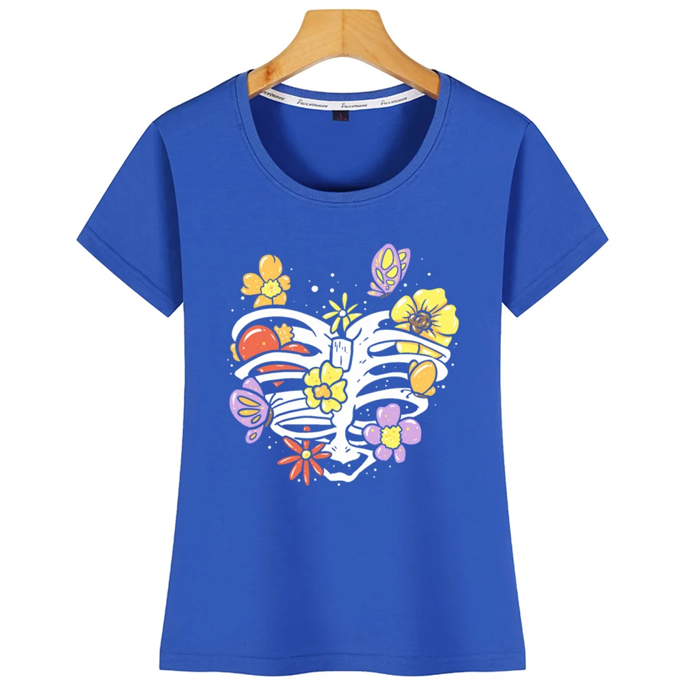 Женская Винтажная Футболка с принтом скелета|Футболки| |