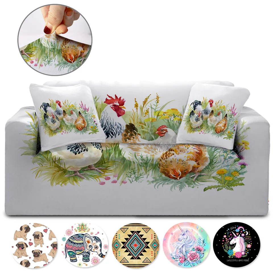 Чехол для кровати чехол курицы и дивана с подушкой акварельным петухом стула