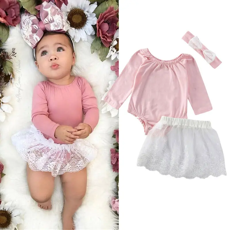 3 шт. детский летний комбинезон с кружевной юбкой и повязкой на голову | Детская