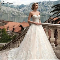 luxury a line wedding dress 2022 lace appliques bride dresses sweetheart lace up pricess bridal gowns vestido de noiva