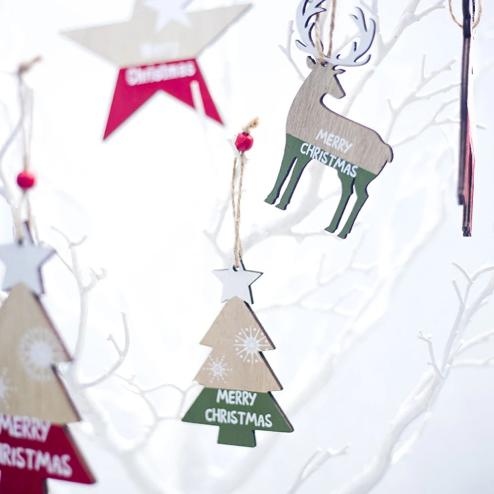10 шт. винтажные рождественские деревянные подвески украшения Diy из дерева для