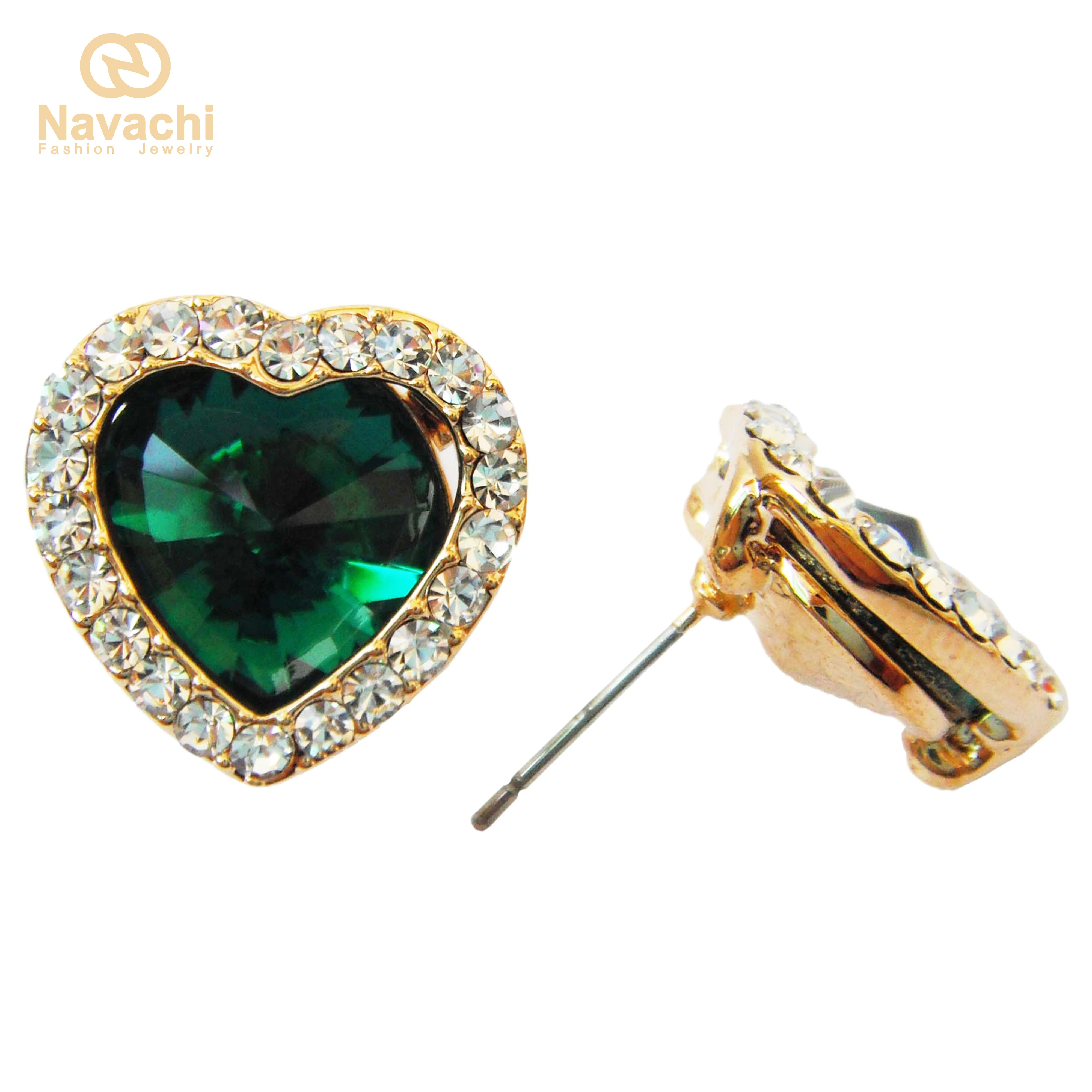Серьги гвоздики в форме сердца Navachi желтые серьги с кристаллами из кубического