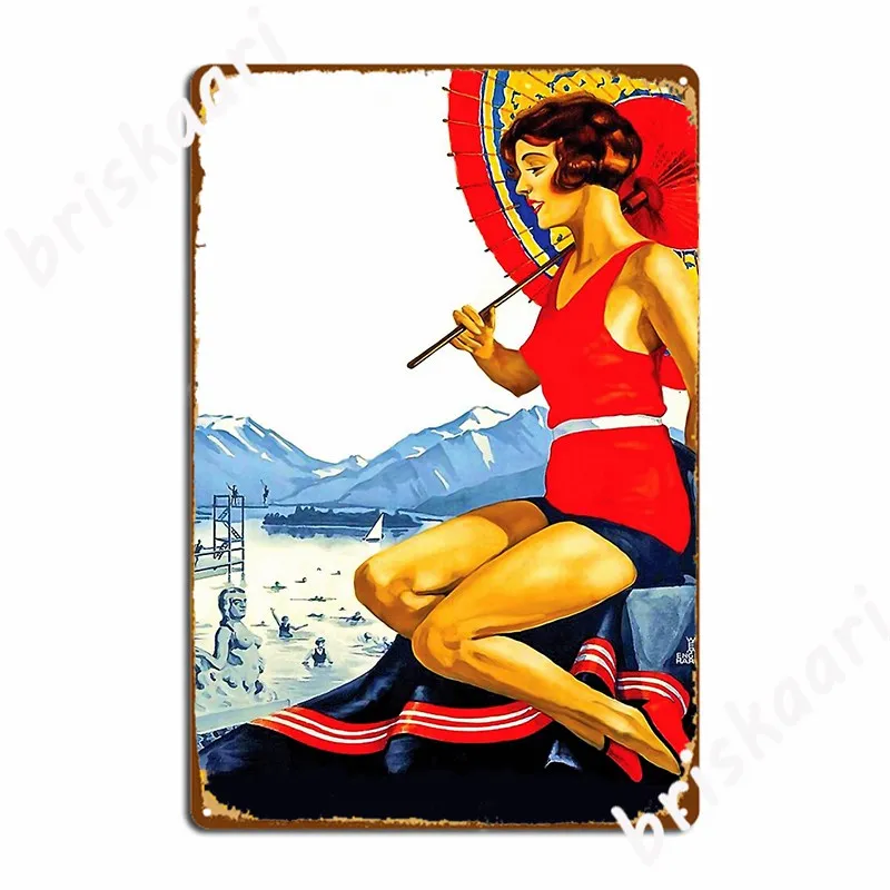 

Женский купальный костюм немецкая металлическая вывеска кинотеатр гостиная винтажная кухня Оловянная вывеска постеры