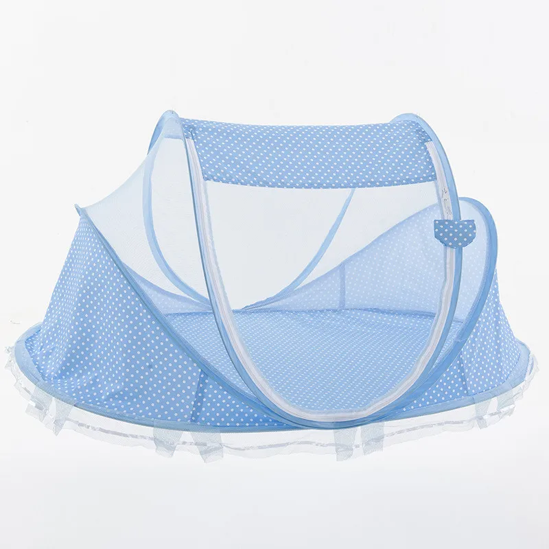 Polyester crib netting three-piece set of foldable baby mosquito net newborn with cotton mat and pillow | Мать и ребенок
