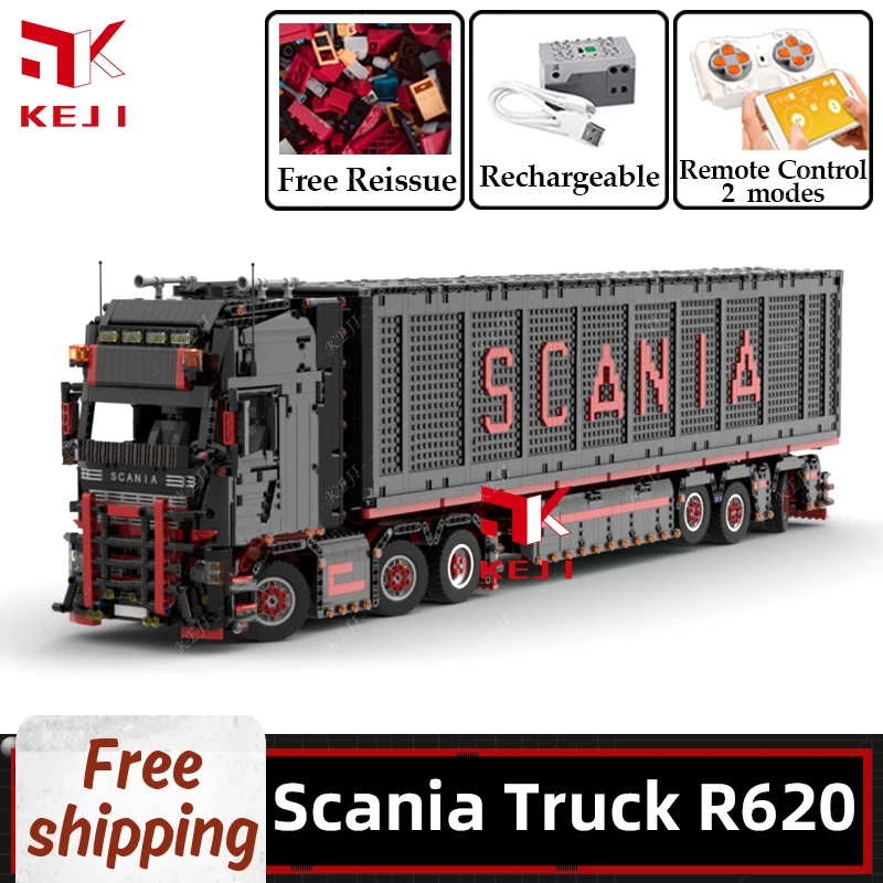 KEJI MOC-62038 Scania грузовик R620 прицеп Инженерная техника Радиоуправляемый пульт