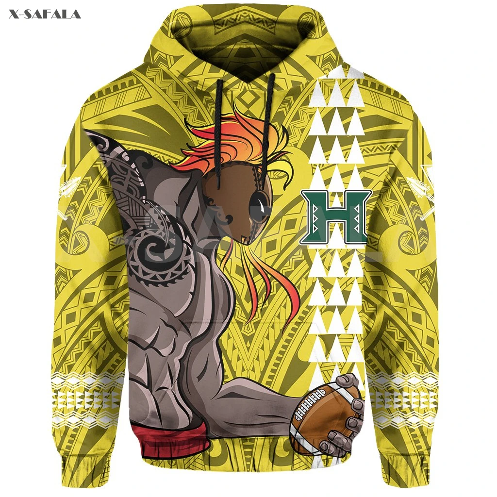 

Hawaii Football Polynesia Warrior Helmet 3D Over Printed Hoodie Man Women Unisex Outwear Zipper Pullover Sweatshirt Casual