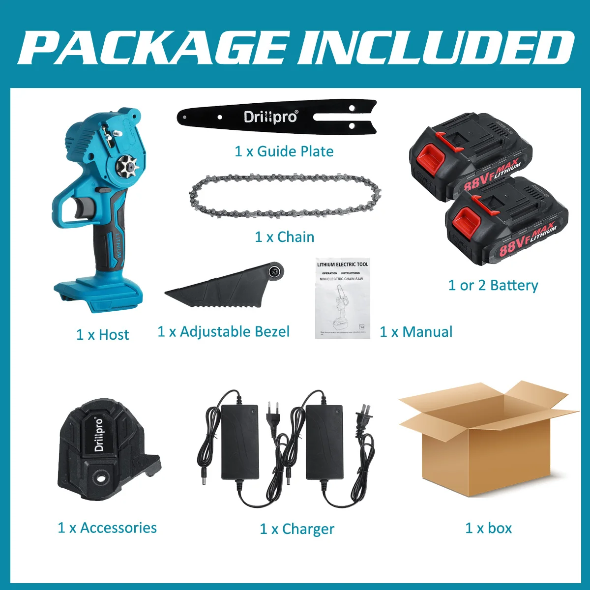 

6 Inch Cordless Electric Saw Pruning ChainSaw Garden Tree Logging Trimming Saw Woodworking Cutter For Makiita 18V Battery