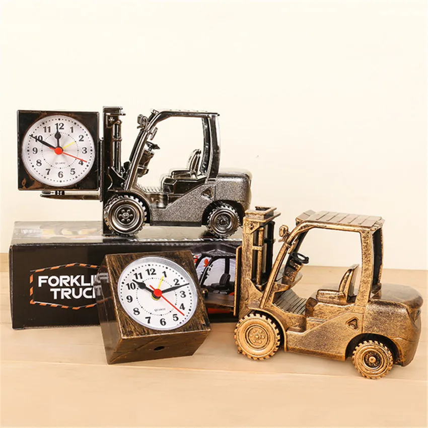 

1Pc Retro Forklift Alarm Clock Creative Removable Dial Digital Clocks Ornaments, Student Bedside Wake Up Clock Home Decoration