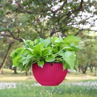 hand made wicker rattan flower basket green vine pot planter hanging vase container wall plant basket for garden ab59