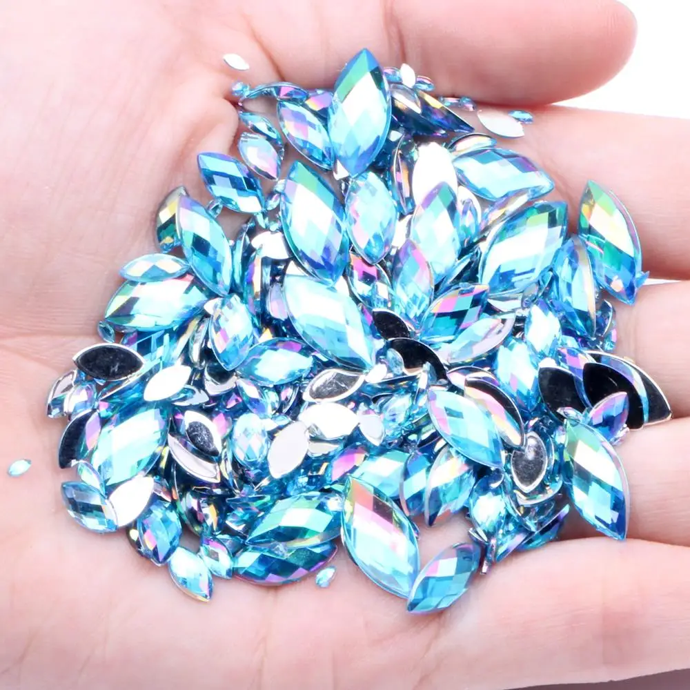 06 aquamarine AB 1,5x3 мм, 300 шт, акриловые поделки, сделай сам, драгоценные камни, плоская задняя сторона, маркиза, земля, граненые AB цвета, стразы, высокий Блестящий декор для ногтей - Цвет: 06 aquamarine AB