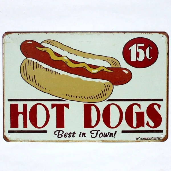 

Metal Tin Sign Hot Dogs Best in Town Decor Bar Pub Home Vintage Retro Poster(Visit Our Store, More Products!!!)