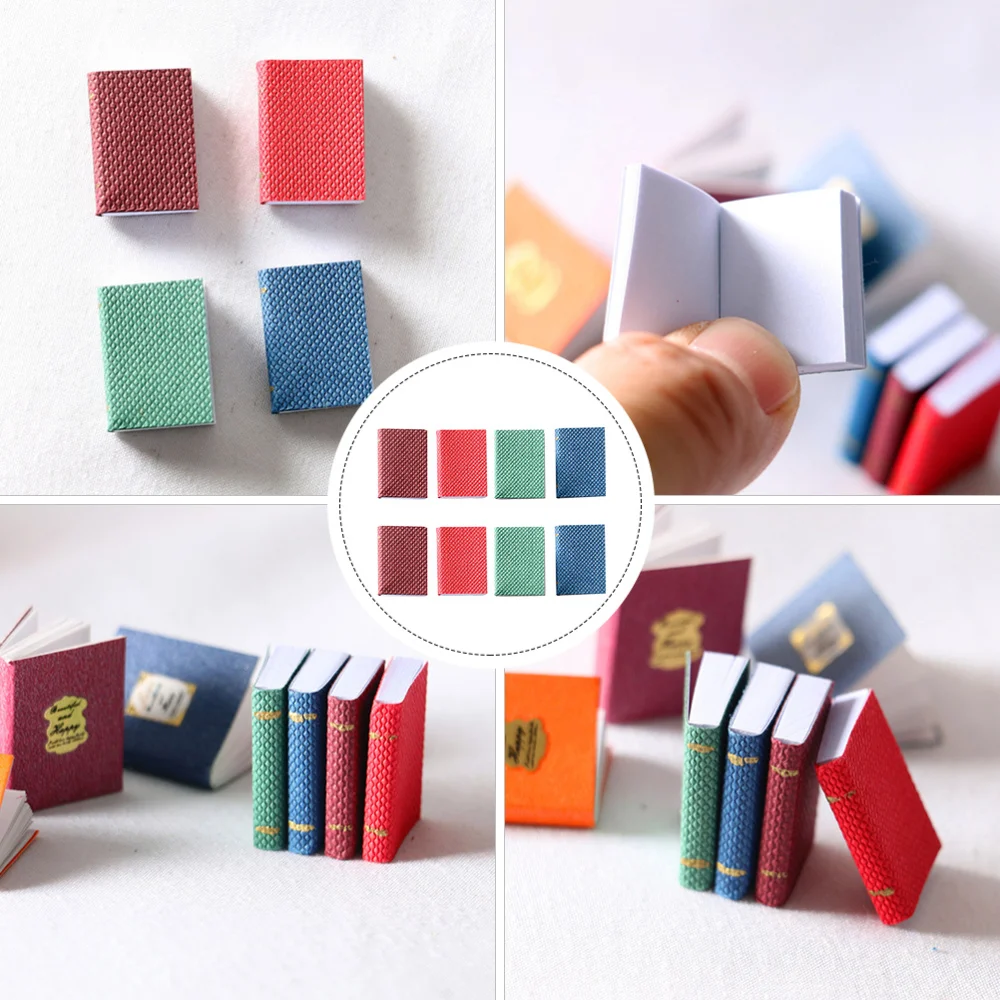 

8 Pcs Mini Book Model Ornament Miniature Books Photo Props Mini House Decor