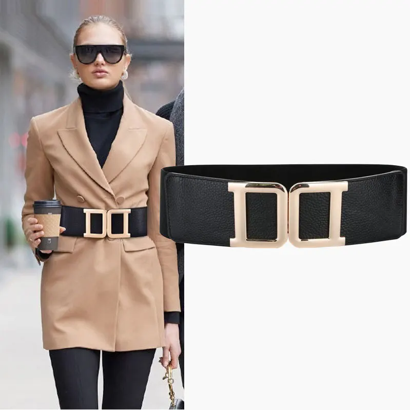 

Women Punk Chain Belt Adjustable Black Double/Single Eyelet Grommet Metal Buckle Leather Waistband For Jeans Slimming Body Belts