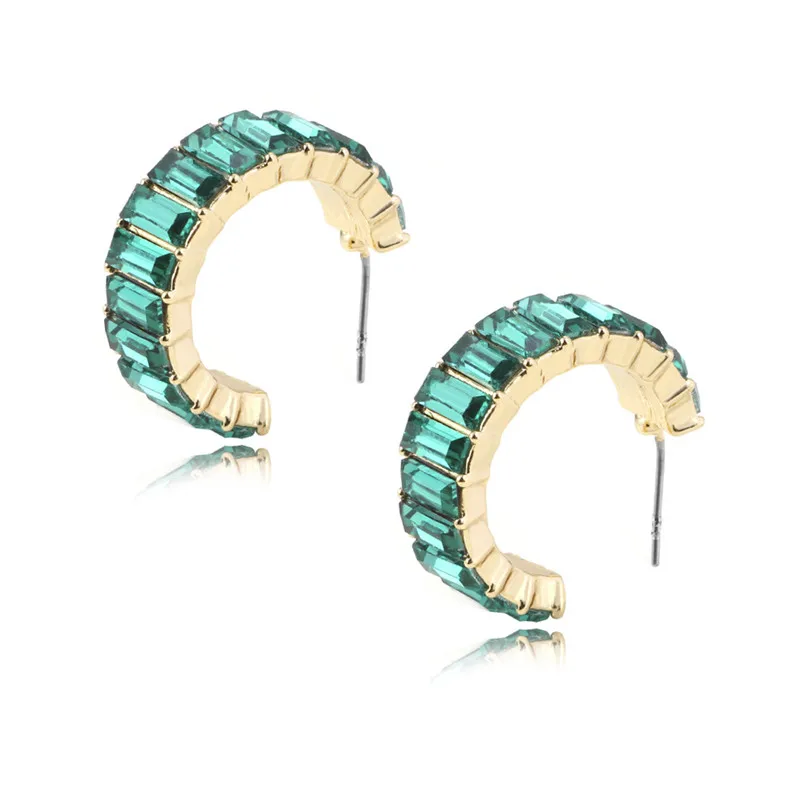 KOMi Bohemia 12 Colors Style Stud Earrings Rhinestone Crystal Sparkling Alloy Stud Earrings for Women Party Jewelry Gift C0104