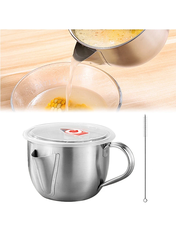 

1000 мл соус масла суп жировой сепаратор многоцелевого использования Нержавеющая сталь смазка масленка воздушный фильтр чашу дома Кухня Пос...