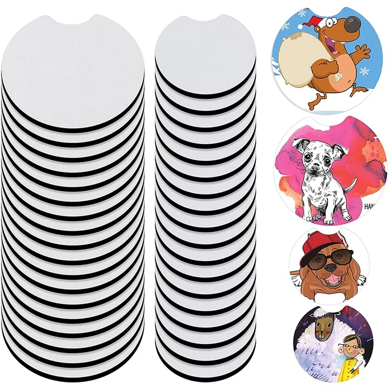 

Сублимационные автомобильные подставки, заготовки 2,75 дюйма/4 дюйма, индивидуальные круглые неопреновые сублимационные заготовки для рукод...