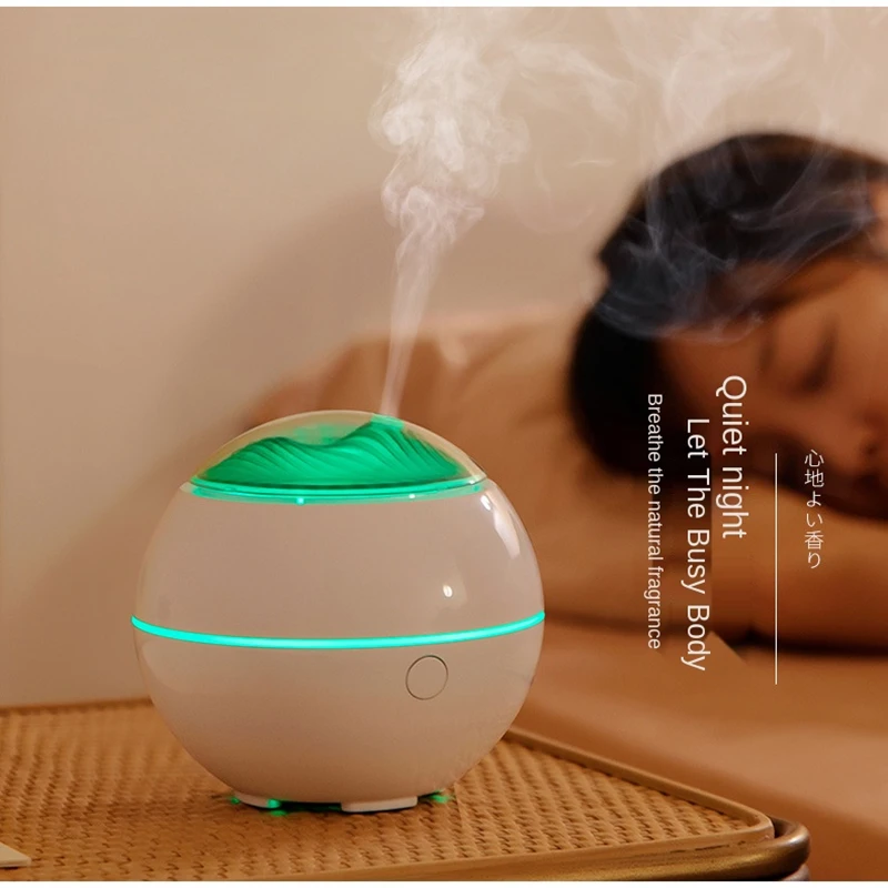 

White Snow Mountain Humidifier Ultrasonic USB Aroma Air Diffuser Soothing Light Aromatherapy Humidificador Home Difusor Sprayer