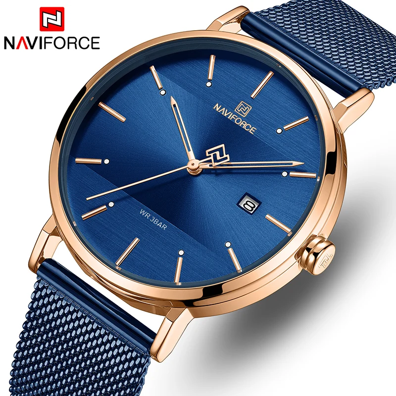 NAVIFORCE Couple Watches Casual Fashion Waterproof Date Display Stainless Steel Strap Male And Famale Quartz Analog Wristwatches