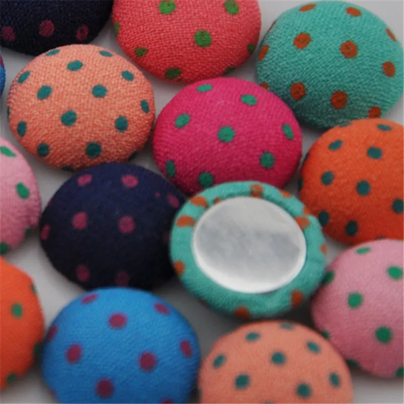 100 шт. 13 мм тканевые пуговицы с принтом в горошек плоской задней стороной CT05|button