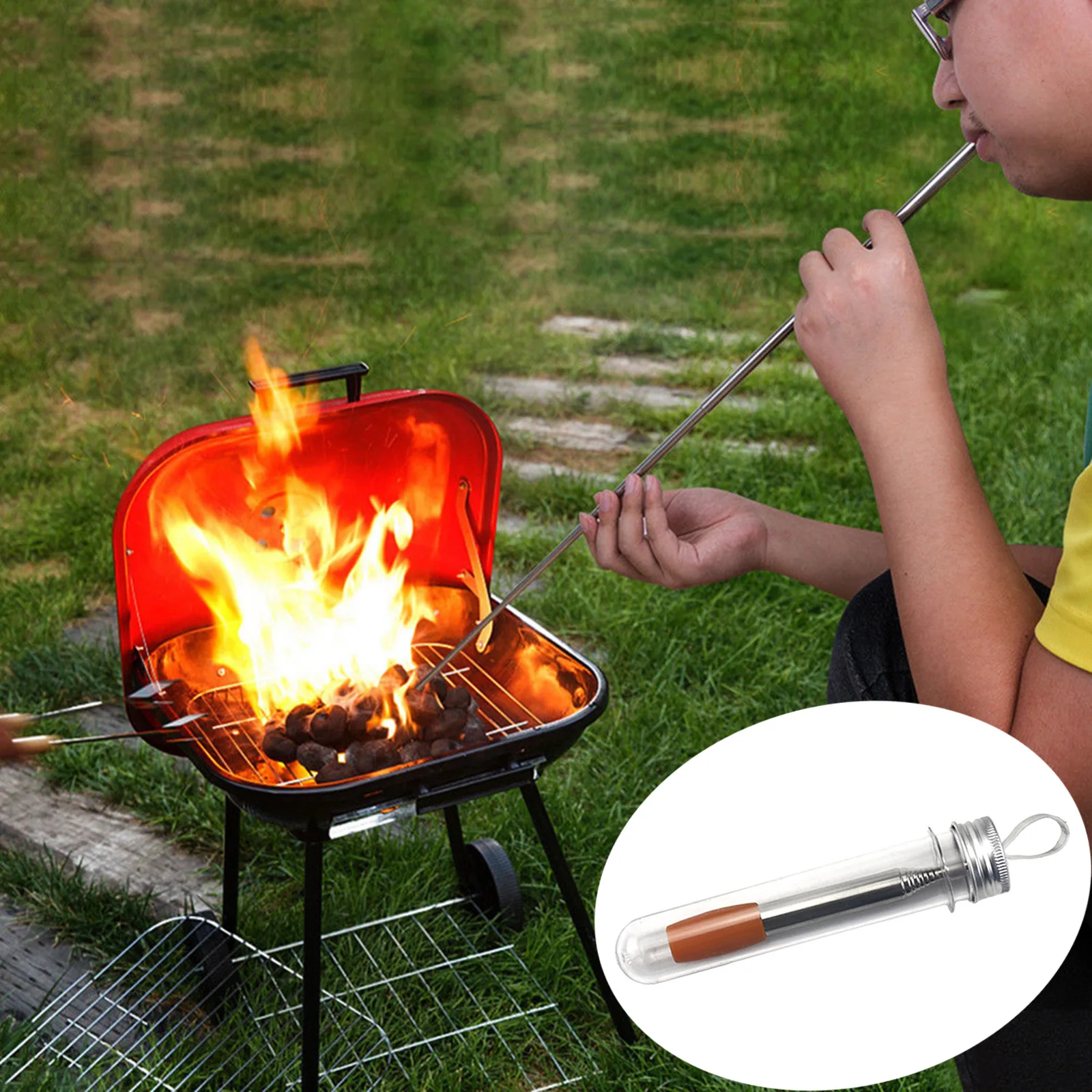 Pocket-Size Folding Stainless Steel Fire Blower Campfire Tool Outdoor Retractable Bellow Portable Camping Traveling | Спорт и