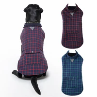 plaid dog coat jacket with pocket leash hole cold weather vest reversible sweater warm winter clothes for small medium large dog