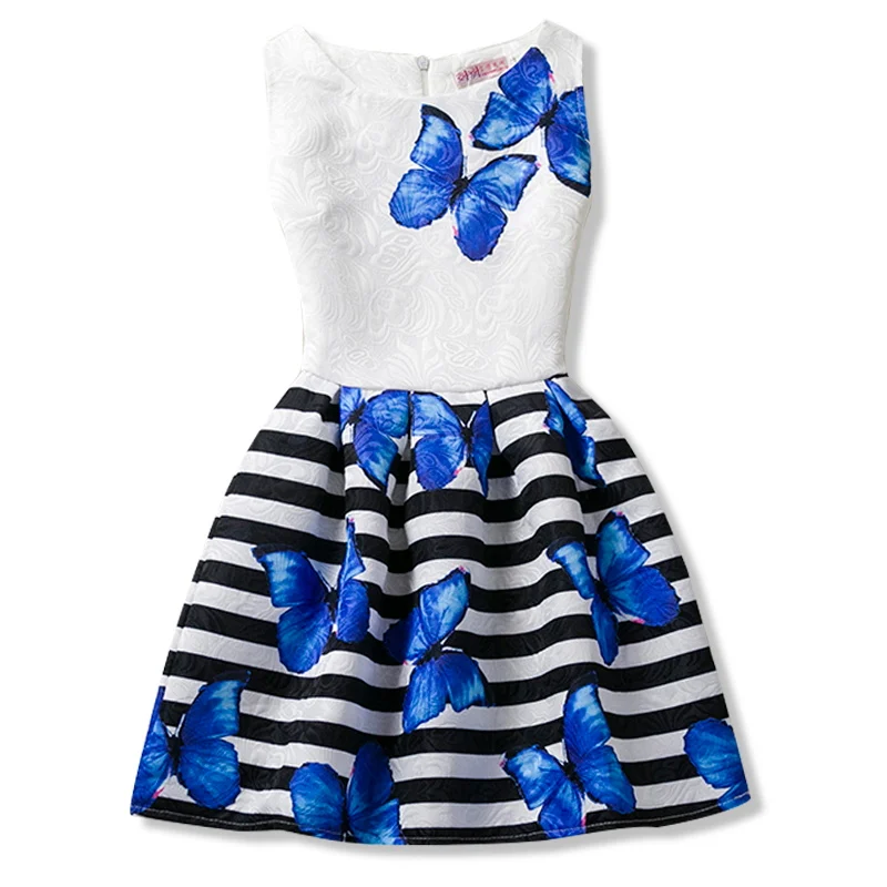 Pretty Girls Dresses Summer Brand Clothes Blue Stripe Kids Party For School WearTeenagers Princess Costume | Детская одежда и