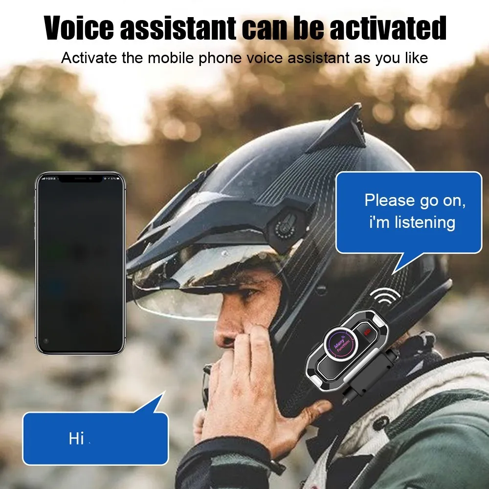

Motorcycle Helmet Headset Bluetooth 5.0 Intercom FM Radio Motorbike Waterproof Auto Answer Calling Voice Assistant