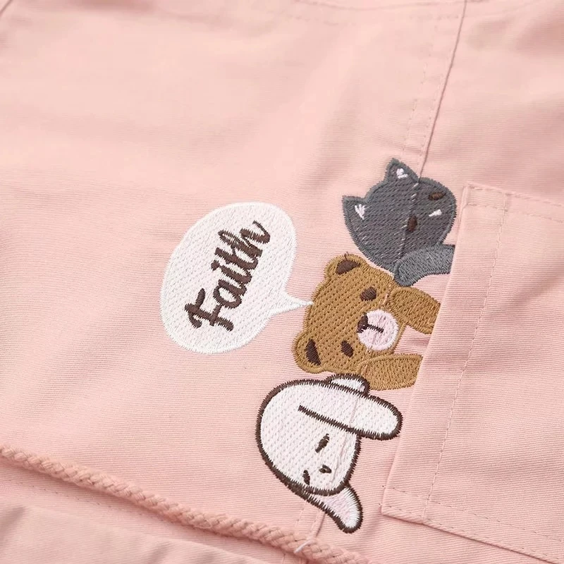 

XUANHAO Women Coats And Jackets Autumn Cartoon Print Outerwear Jeans Casual Long Sleeve Single Breasted Hooded Jacket