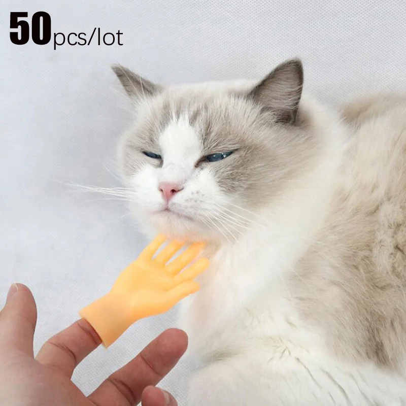 

50 шт./лот мини-игрушка для рук, игрушки для кошек в форме ладони, креативные перчатки для пальцев, для маленькой руки, для котят, массажер для ...