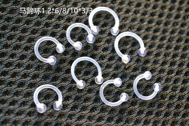 LOT500pcs Körper Piercing Schmuck-UV Flexible Retainer ClearLip Labret Bar Hufeisen Ring Ohr Helix Lippen Piercing Zunge BarBell – Detail 3