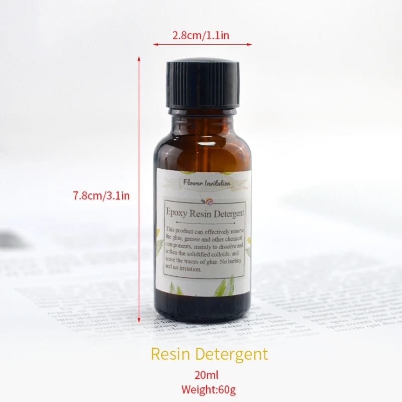 

20ml Epoxy Resin Detergent Clean UV Resin Pigment Remover Natural Food Contact Safe Glue Soften Silicone Mold Protector