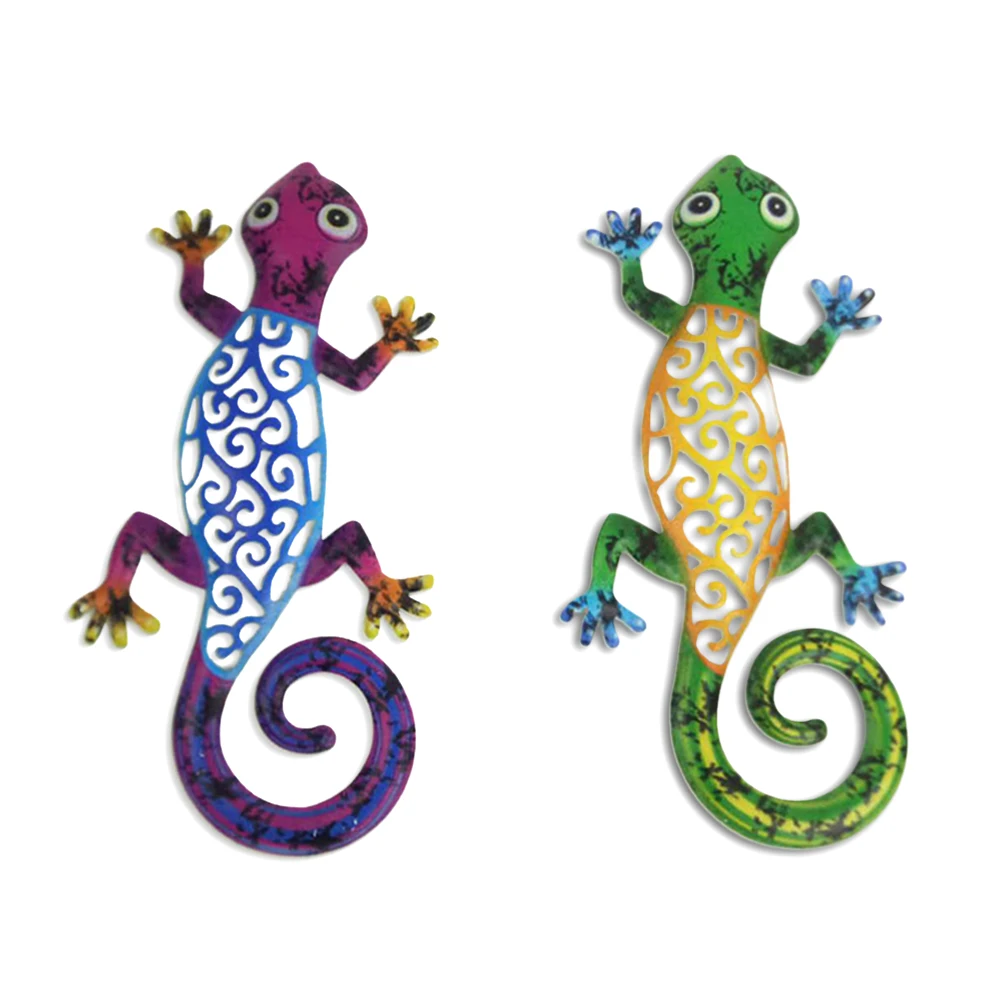 

1 Pair Metal Gecko Wall Decor Art Iron Art Gecko Ornament For Garden Decor Yard Fence Home Hanging Sculpture Approving