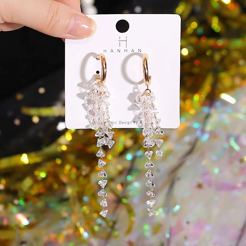 2019 New Korean Fashion Circle Winding Eardrop Elegant Crystal Sweet Wind Earrings Long Tassels Personality For Women | Украшения и