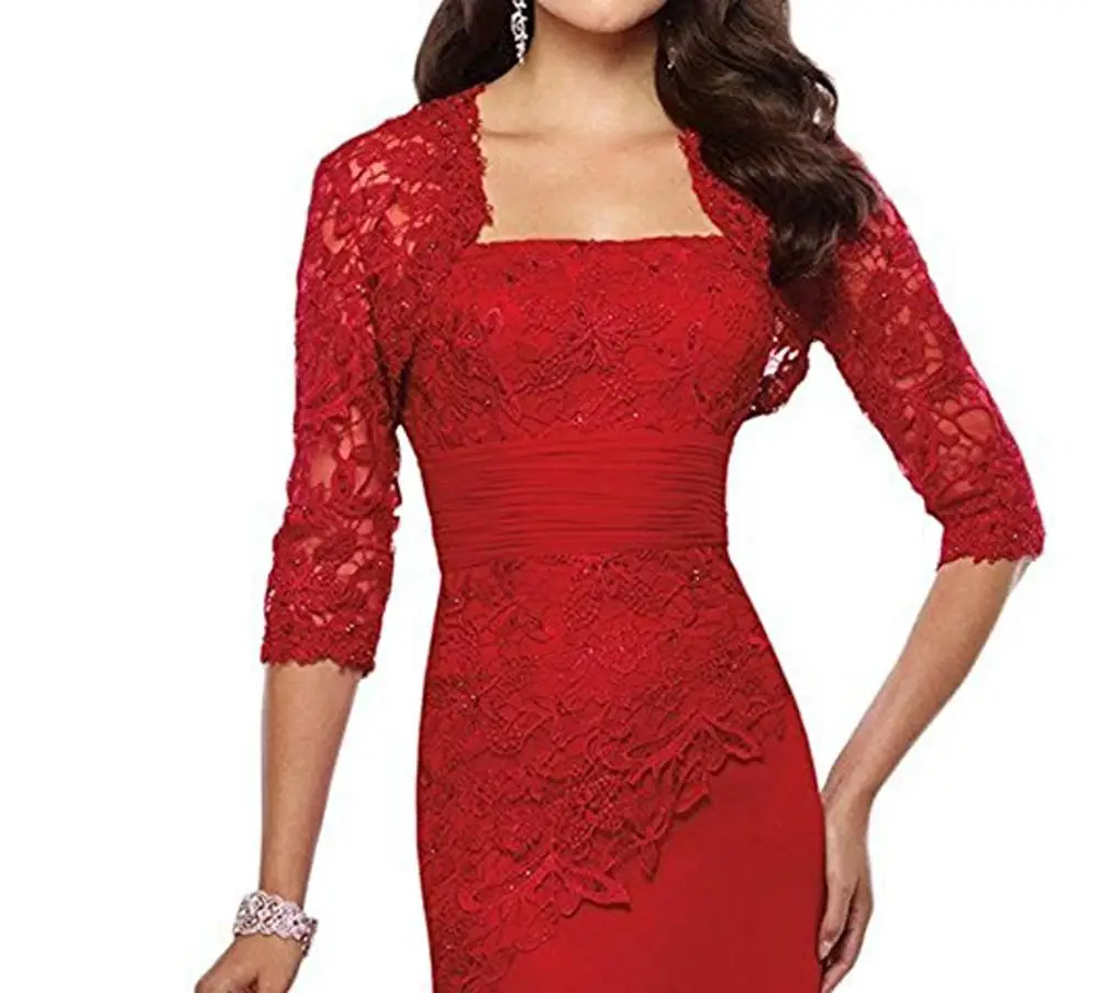 Женское кружевное длинное платье для матери невесты с жакетом вечерние платья