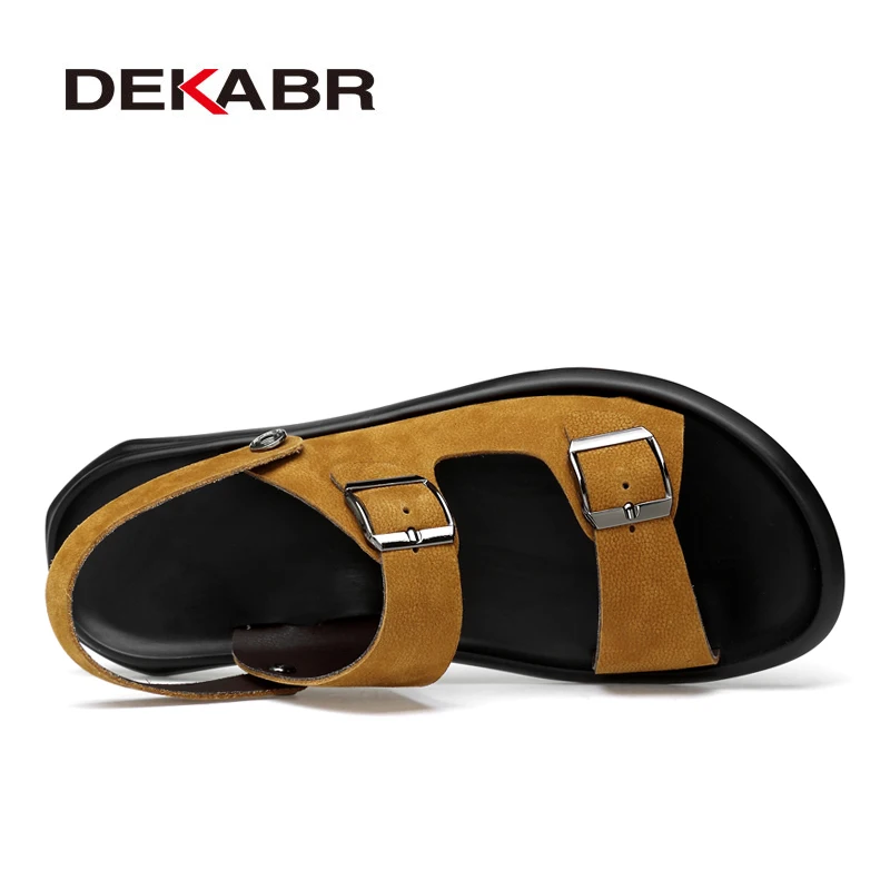 Мужские брендовые сандалии DEKABR желто коричневые модные слиперы из натуральной