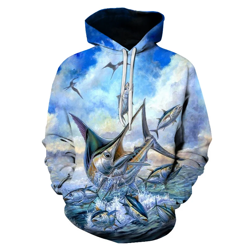 

Kids Hoodie 3D Printed Fish Sweatshirt Long Sleeve Children Clothes for Girls Boys Cool Cute Tops 4-14 Years Child