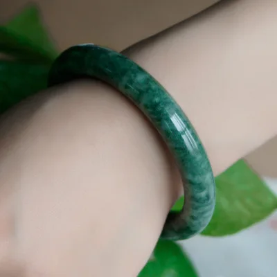 

Natural Burmese Jadeite Dark Green Round Bar 54-64mm Bracelet Elegant Princess Jewelry Best Gift for Mother and Girlfriend
